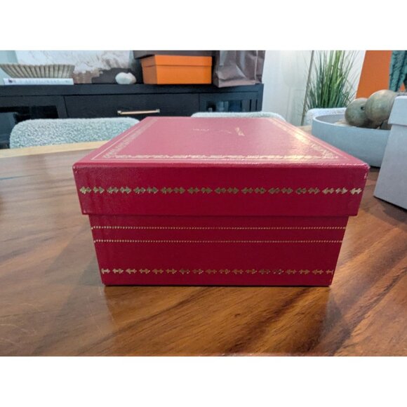 Rene Caovilla Red Embossed Shoe Box W/ Gold Accents Made In Italy Decorative Sto - Picture 14 of 15